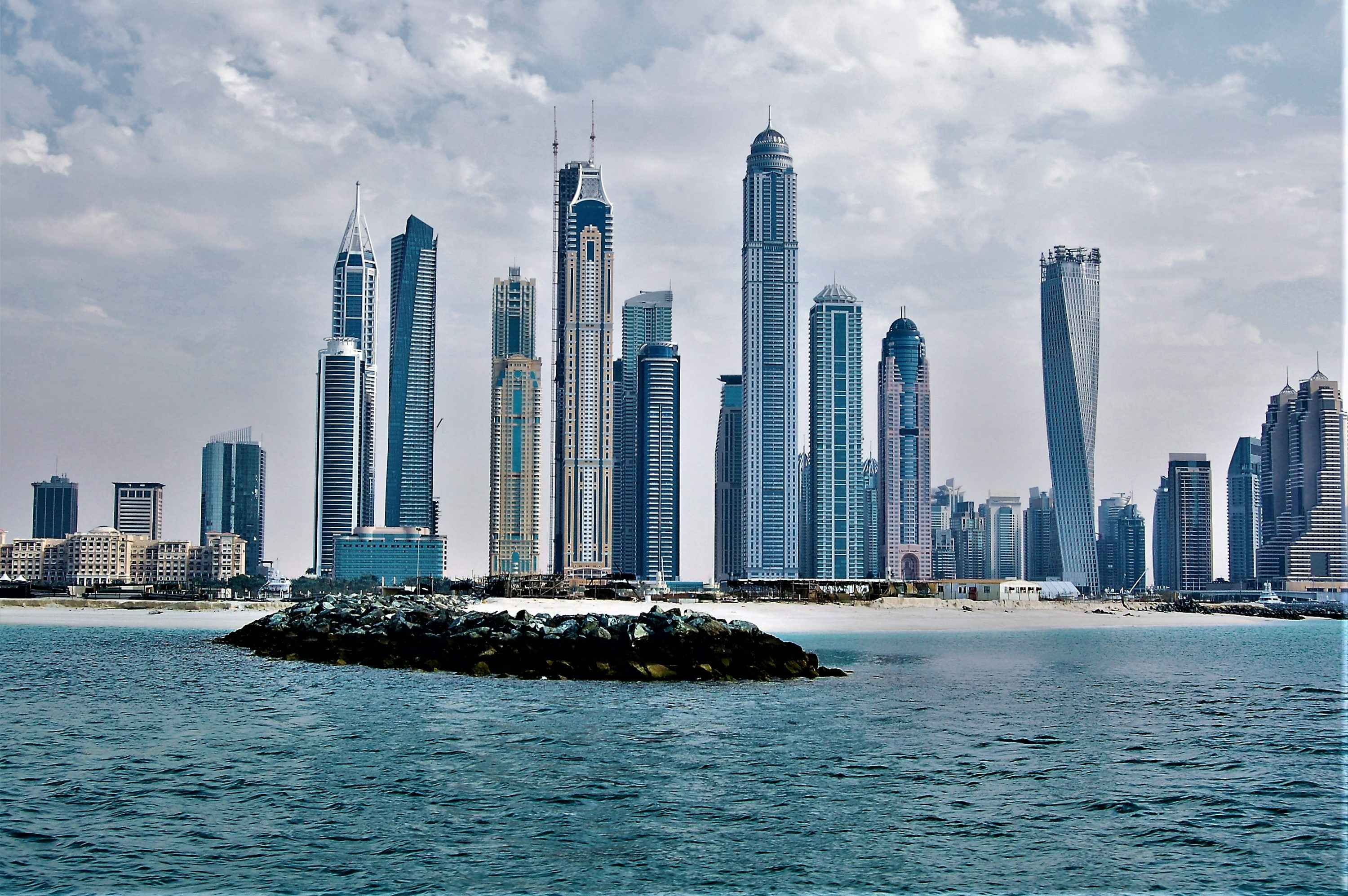 City skyline across water